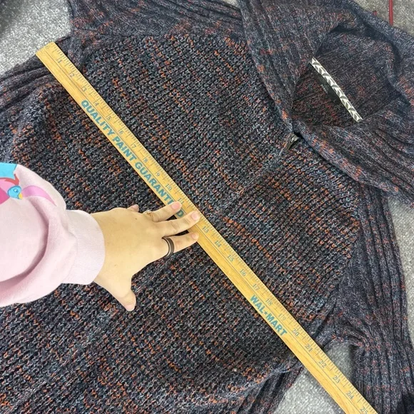 PrAna Full Zip Up Knit Sweater Cardigan Blue Rust Marled Womens L - Picture 11 of 11